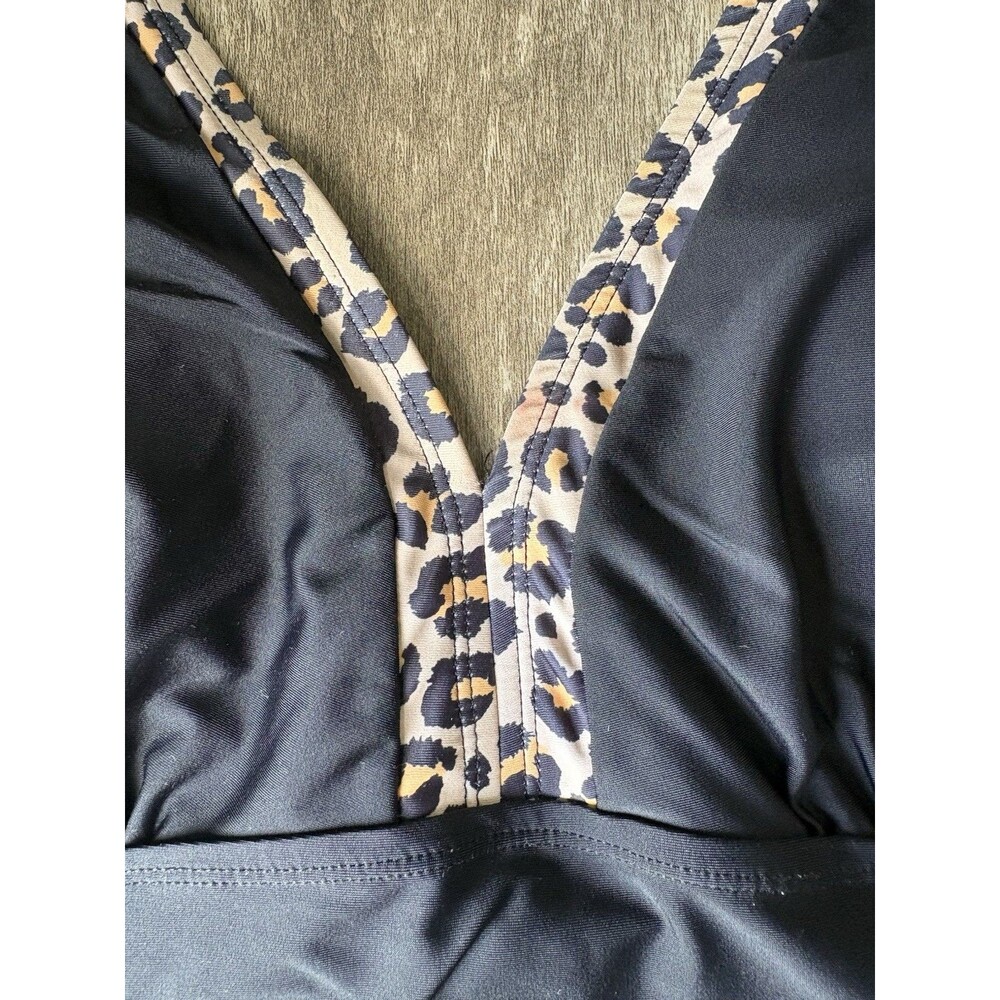 Women’s Black Leopard Halter Top and Skirt Swimsuit Set Size 2X - Picture 8 of 13